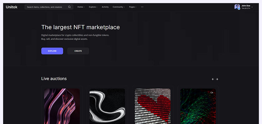 Unitok-NFT-Marketplace-HTML-Template