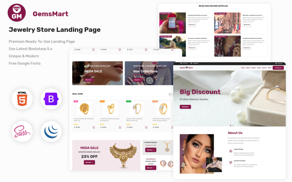 GemsMart - Jewelry Store Landing Page