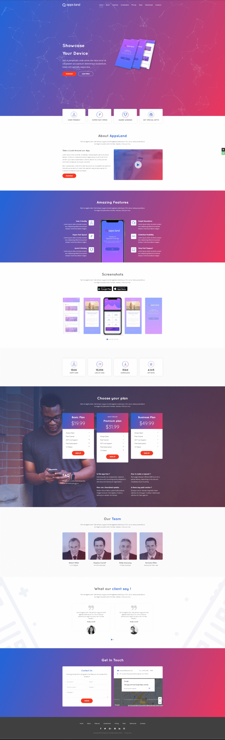 AppsLand - App Landing Page HTML Template