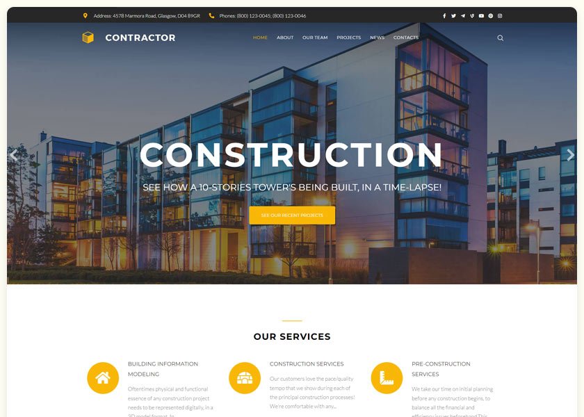 Construction Company Website Template Themes Themeslay Construction Company Website Template Themes Themeslay