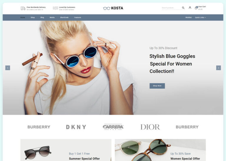 Eye Glasses WooCommerce Premium Themes Free Download
