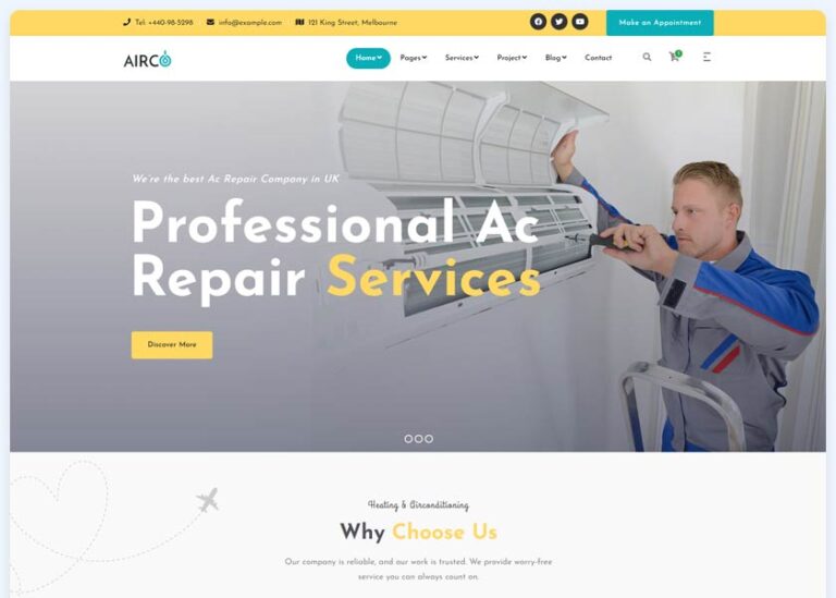 Best Air Conditioning website templates premium download