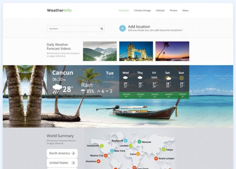 Weather website themes and Templates free download
