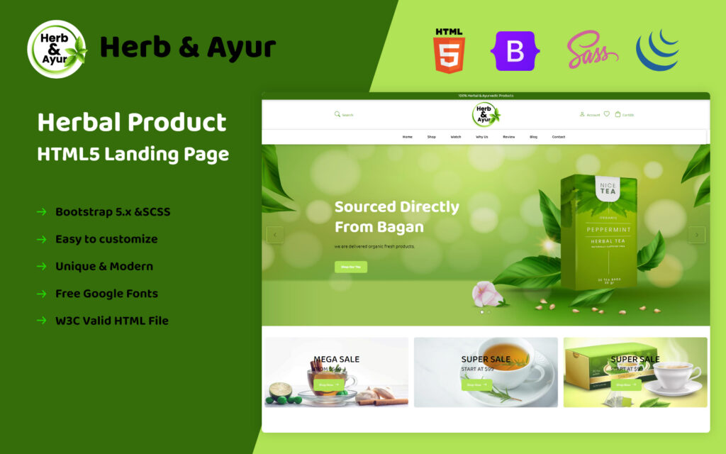 Herb-Ayur - Herbal Product HTML5 Landing Page