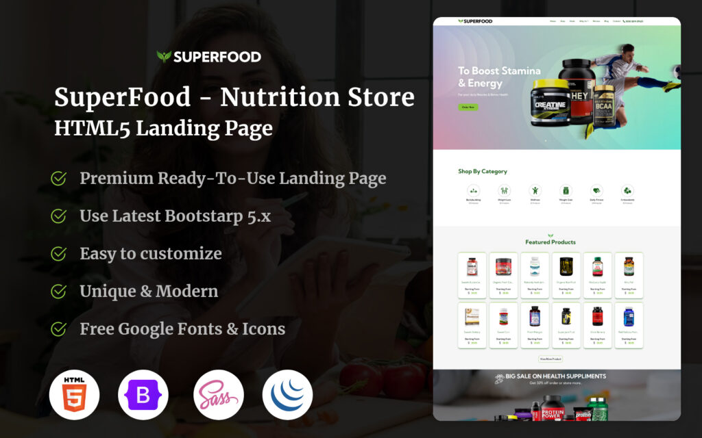 SuperFood - Nutrition Store HTML5 Landing Page