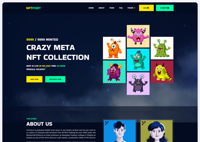 Nftport-NFT-Minting-Collection-Landing-Page-HTML5-Template