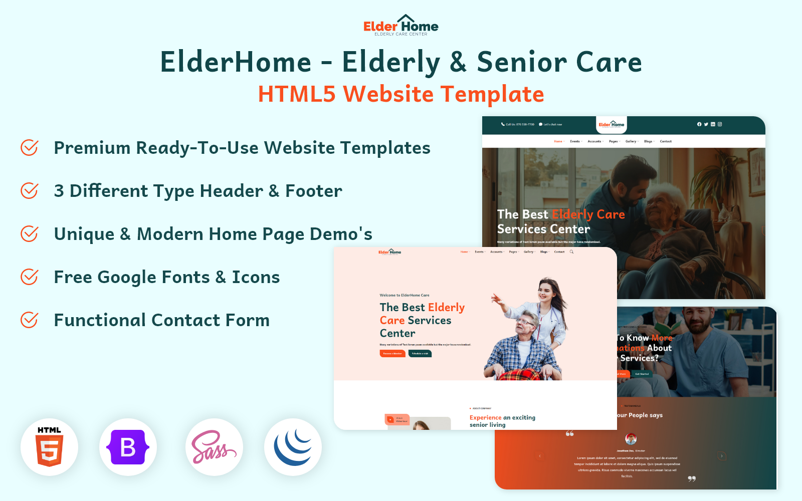 ElderHome – Elderly & Senior Care HTML5 Website Template