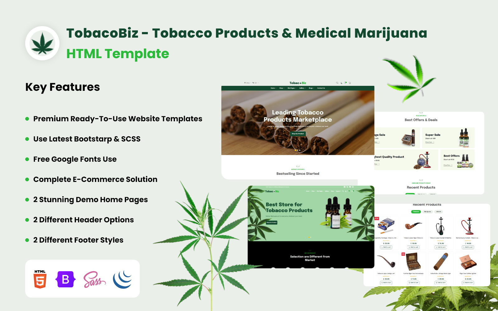 TobacoBiz – Tobacco Products & Medical Marijuana HTML Template