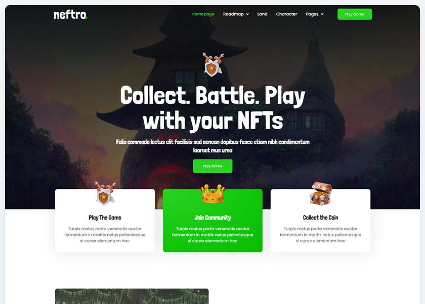 Neftro-Game-NFT-Elementor-Template-Kit